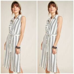 Anthropologie Maeve Womens 10 Esther Button Down Sleeveless Dress Minimalist